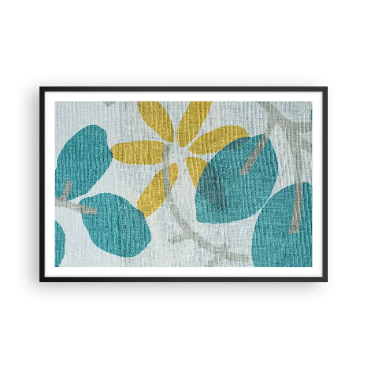 Poster in einem schwarzem Rahmen - Unter den azurblauen Blättern - 91x61 cm
