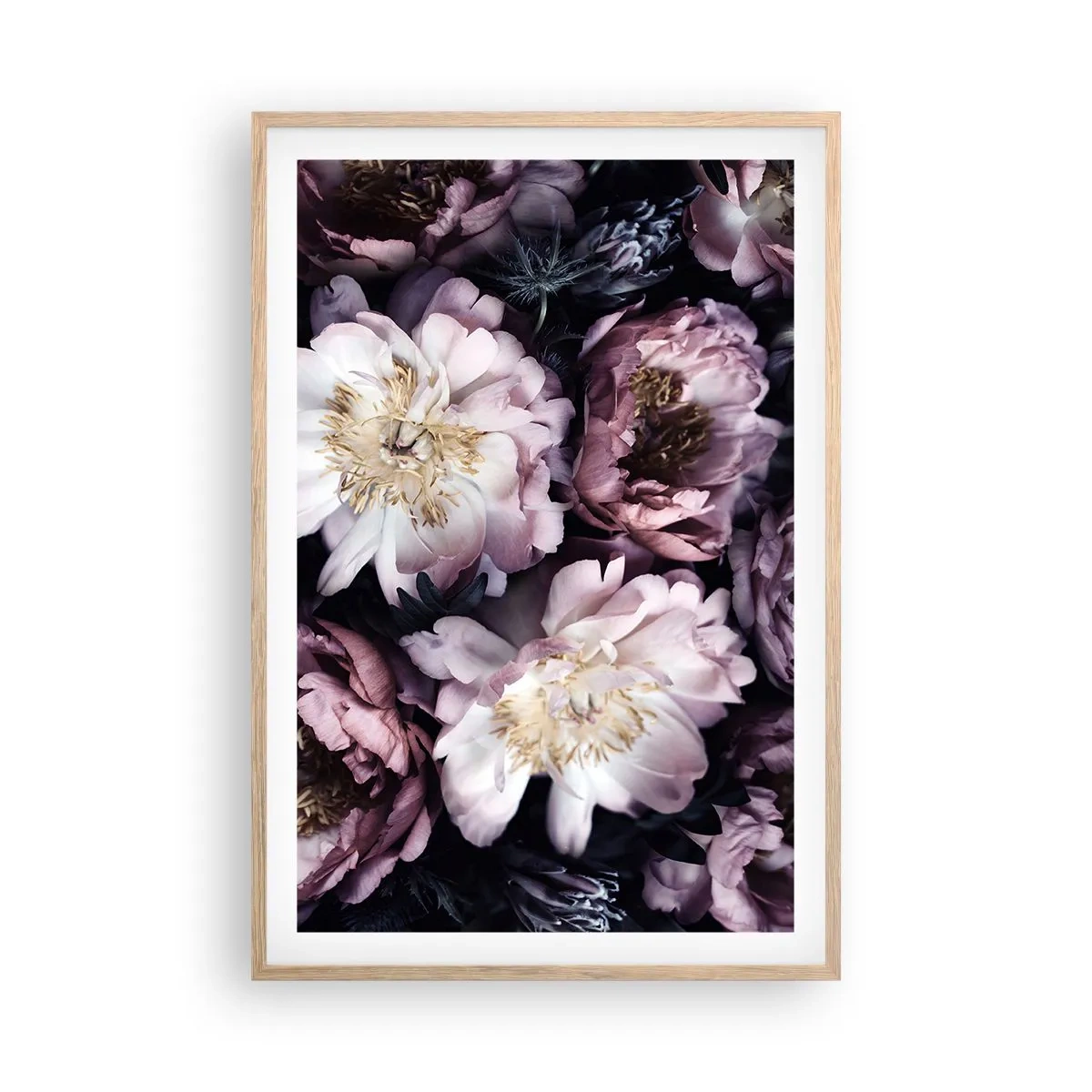 Poster in einem Rahmen aus heller Eiche - Blumenstrauß im alten Stil - 61x91 cm