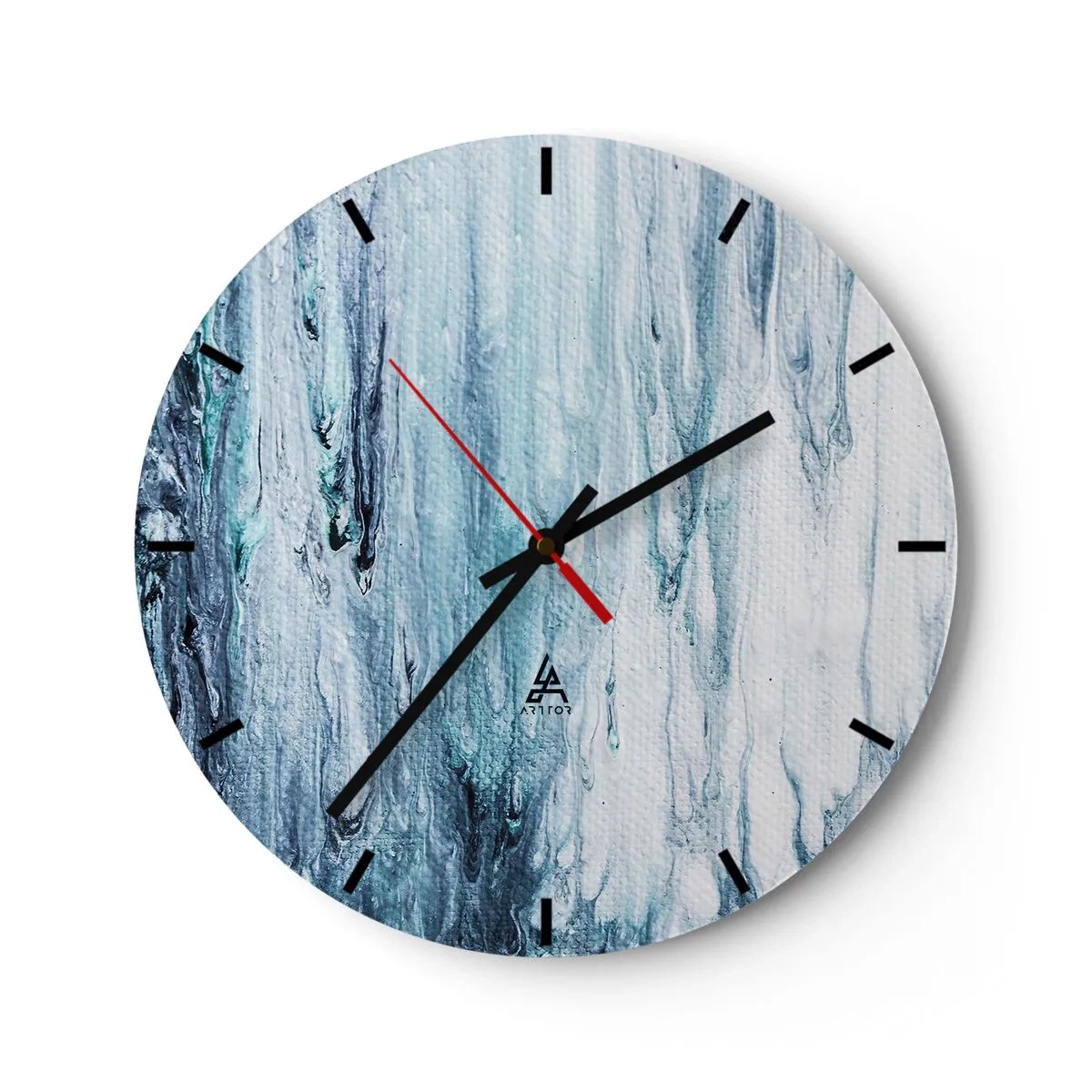 Wanduhr - Glasuhr - Abstrakter Wasserfall in Blautönen - 30x30cm - Blaue Eiszapfen - Moderne Wanddekoration für Wohnzimmer, Küche und Schlafzimmer ARTTOR
