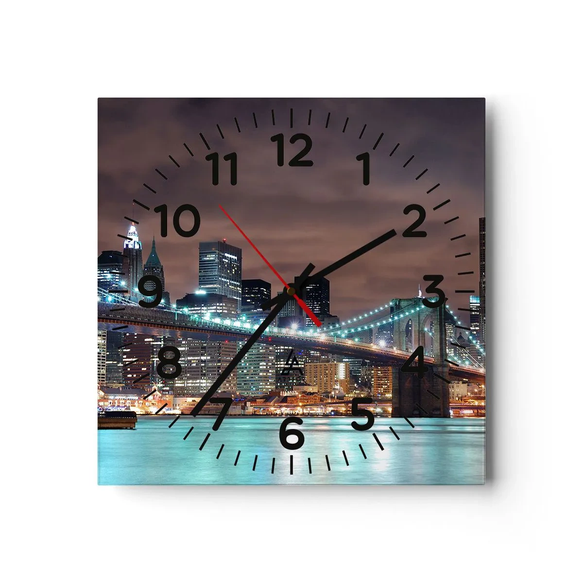 Wanduhr - Glasuhr - Lichter der Großstadt - 40x40 cm