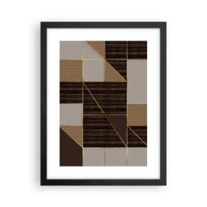 Poster in einem schwarzem Rahmen - Ein Mosaik aus Braun und Gold - 30x40 cm
