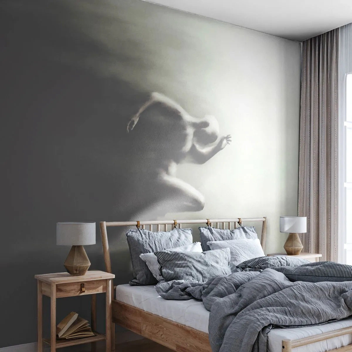 Fototapete Premium Sand - Eine dynamische Silhouette eines Mannes in Bewegung, abstrakt erfasst - 100x70cm - Unwiderstehlich - Moderne Wanddekoration für Wohnzimmer und Schlafzimmer ARTTOR