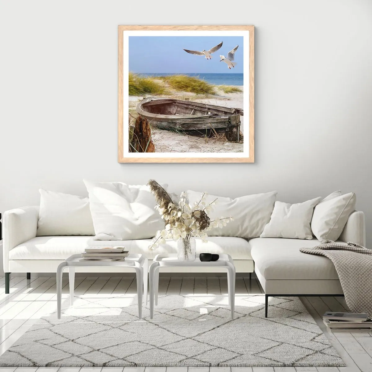 Poster in einem Rahmen aus heller Eiche - In Wind gebadet - 30x30 cm