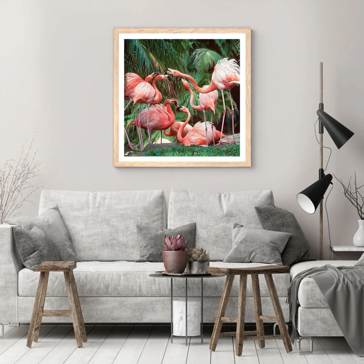 Poster in einem Rahmen aus heller Eiche - Nachmittagsklatsch - 60x60 cm