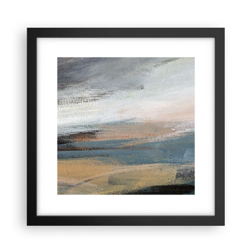 Poster in einem schwarzem Rahmen - Abstraktion: nördliche Landschaft - 30x30 cm