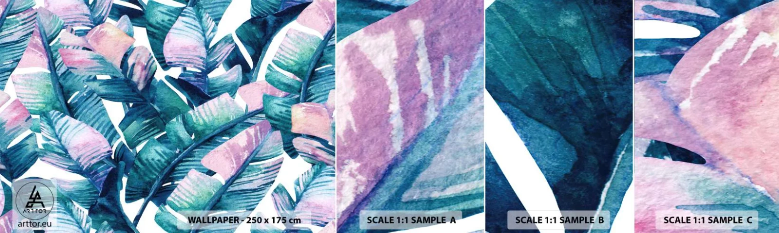 Fototapeten Muster Selbstklebend Deluxe Sticker - In einem Bananenhain - Abstraktion, Blätter, Stück - 100x30 cm