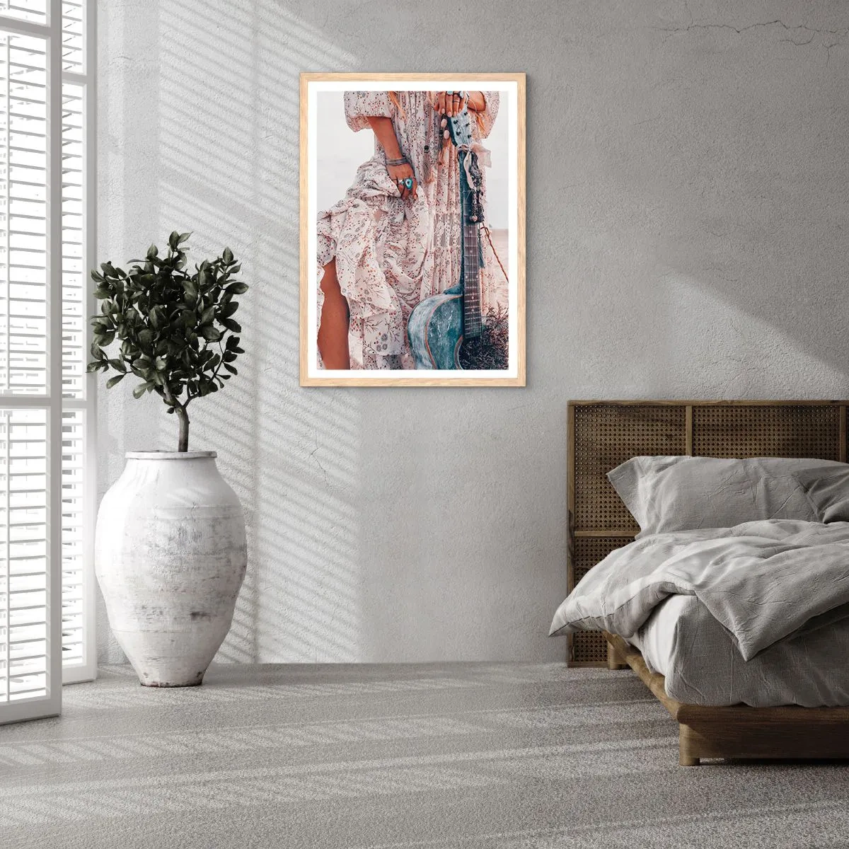 Poster in einem Rahmen aus heller Eiche - Kinderblumen auf dem Weg - 50x70 cm