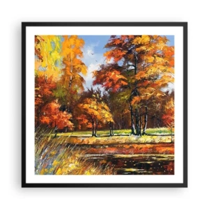 Poster in einem schwarzem Rahmen - Landschaft in Gold und Bronze - 60x60 cm