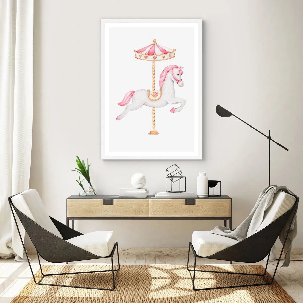 Poster in einem weißen Rahmen - Er legte los - 61x91 cm