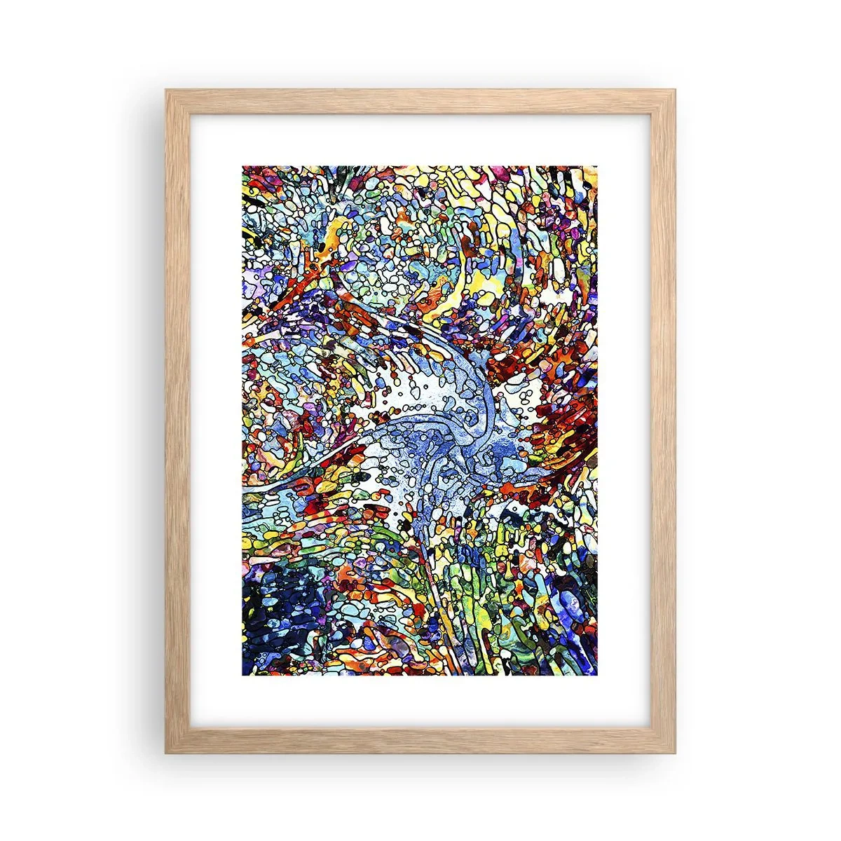 Poster in einem Rahmen aus heller Eiche - Glasmalerei Wassertropfen - 30x40 cm