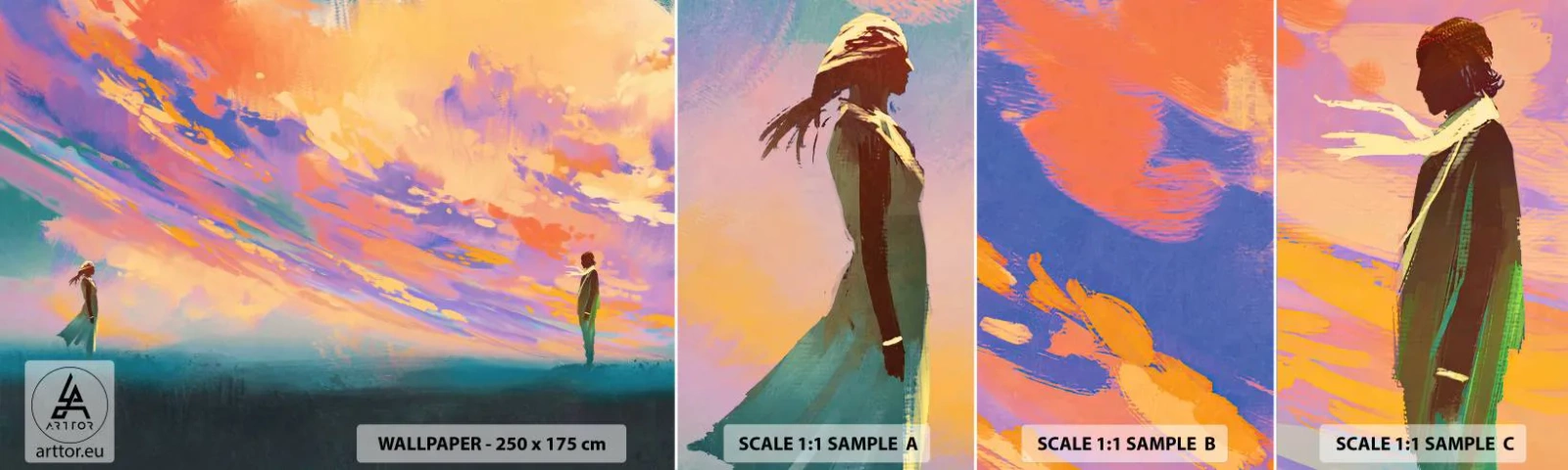 Fototapetenmuster Standard Eco - Die Anziehungskraft - Abstraktion, Frau und Mann, Stück - 100x30 cm