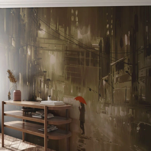 Fototapete Premium Canvas - Allein aber nicht einsam - Stadt, Frau, Die Architektur - 300x210 cm