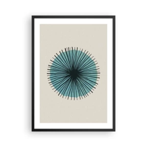 Poster in einem schwarzem Rahmen - Geometrisches Muster in Form eines radialen Kreises - 50x70cm - Strahlend im Blau - Moderne Wanddekoration für Wohnzimmer und Schlafzimmer ARTTOR