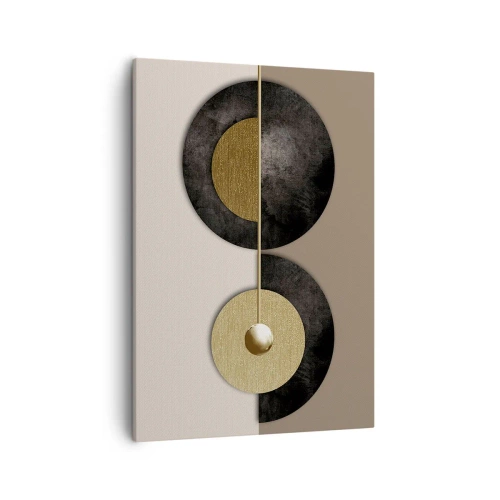 Bild auf Leinwand - Leinwandbild - Abstrakte Kreise in Gold- und Brauntönen - 50x70cm - Variationen rund um den Kreis - Moderne Wanddekoration für Wohnzimmer und Schlafzimmer ARTTOR