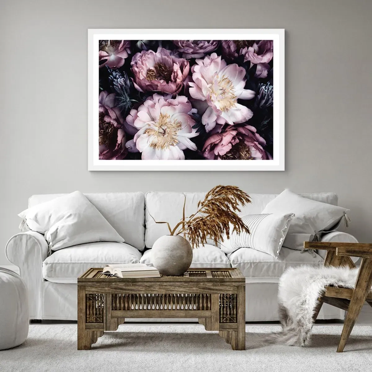 Poster in einem weißen Rahmen - Blumenstrauß im alten Stil - 40x30 cm