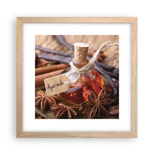 Poster in einem Rahmen aus heller Eiche - Zur Einheit von Körper und Geist - 30x30 cm