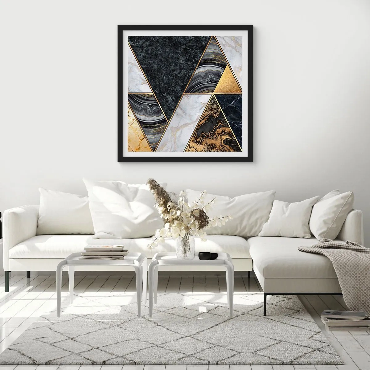 Poster in einem schwarzem Rahmen - Stein um Stein - 60x60 cm