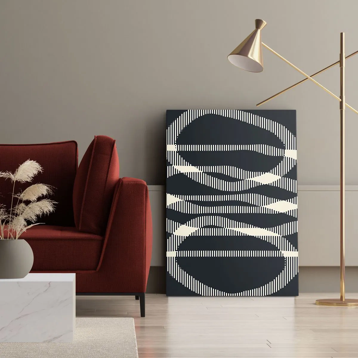 Bild auf Leinwand - Leinwandbild - Geometrische Linien in hellen Farbtönen auf dunklem Hintergrund - 70x100cm - Ein Versuch, die Dunkelheit zu durchbrechen - Moderne Wanddekoration für Wohnzimmer und Schlafzimmer ARTTOR