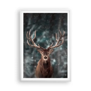 Poster in einem weißen Rahmen - Gekrönter König des Waldes - 70x100 cm