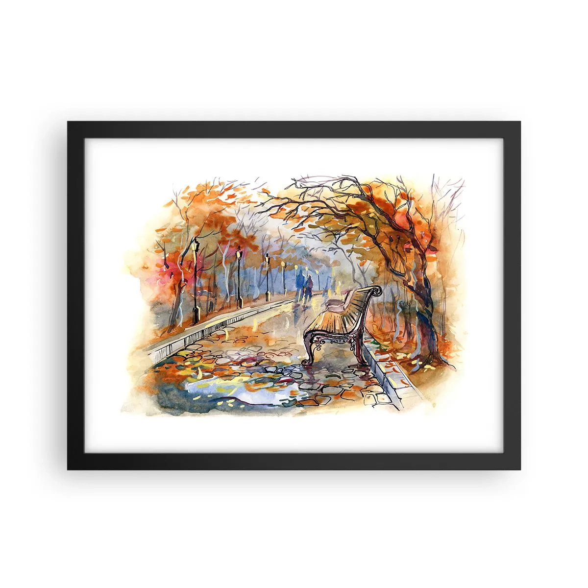 Poster in einem schwarzem Rahmen - Gemeinsam im Herbst wandern - 40x30 cm
