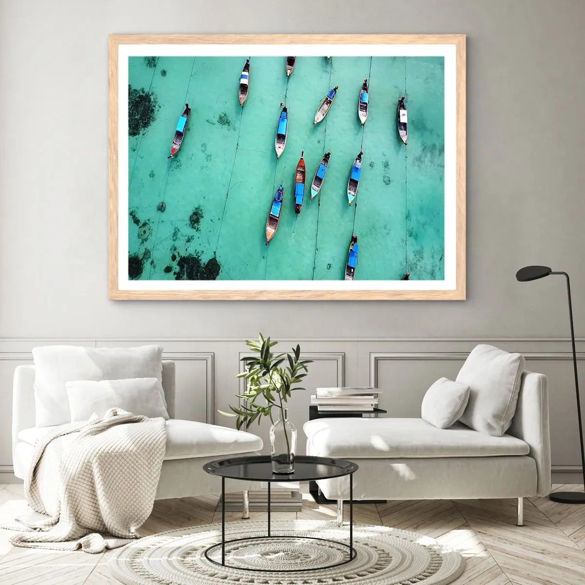 Poster in einem Rahmen aus heller Eiche - In freudiger Erwartung - 100x70 cm