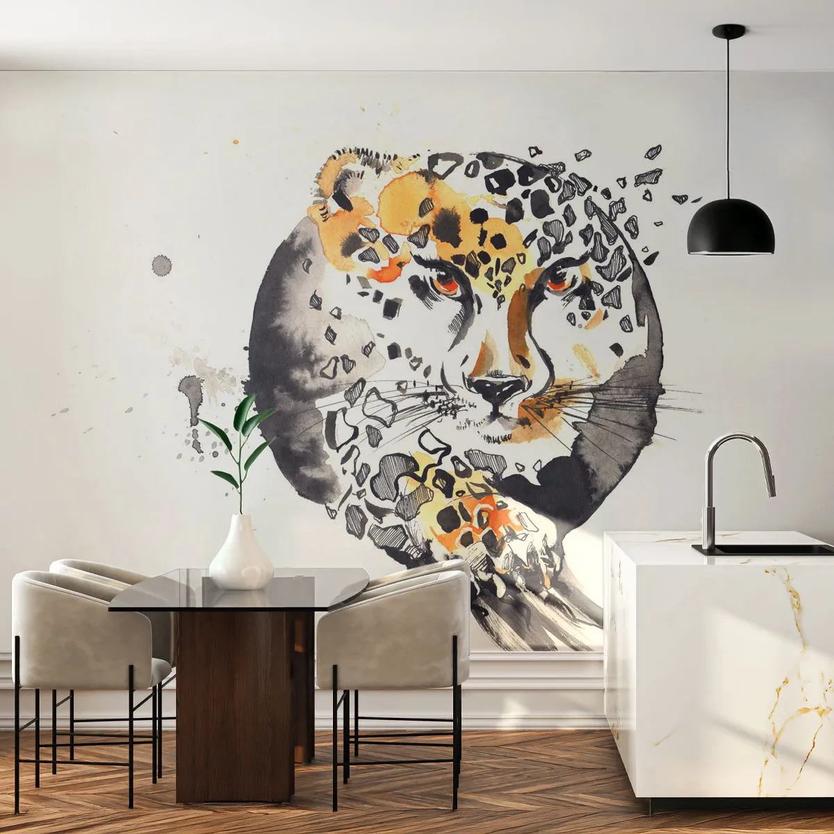 Fototapete Premium Sand - Raubtierschönheit - Tiere, Panther, Natur - 100x70 cm