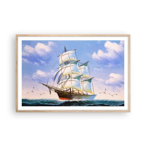 Poster in einem Rahmen aus heller Eiche - Mit Stolz mit dem Wind - 91x61 cm