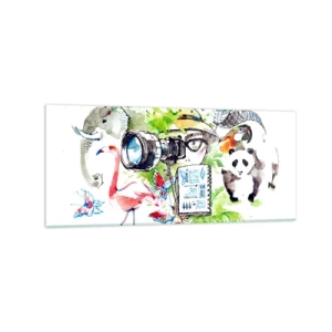 Glasbild - Bild auf glas - Bunte Grafiken mit Natur- und Safari-Themen - 120x50cm - In der Linse eines Reisenden - Moderne Wanddekoration für Wohnzimmer und Schlafzimmer ARTTOR