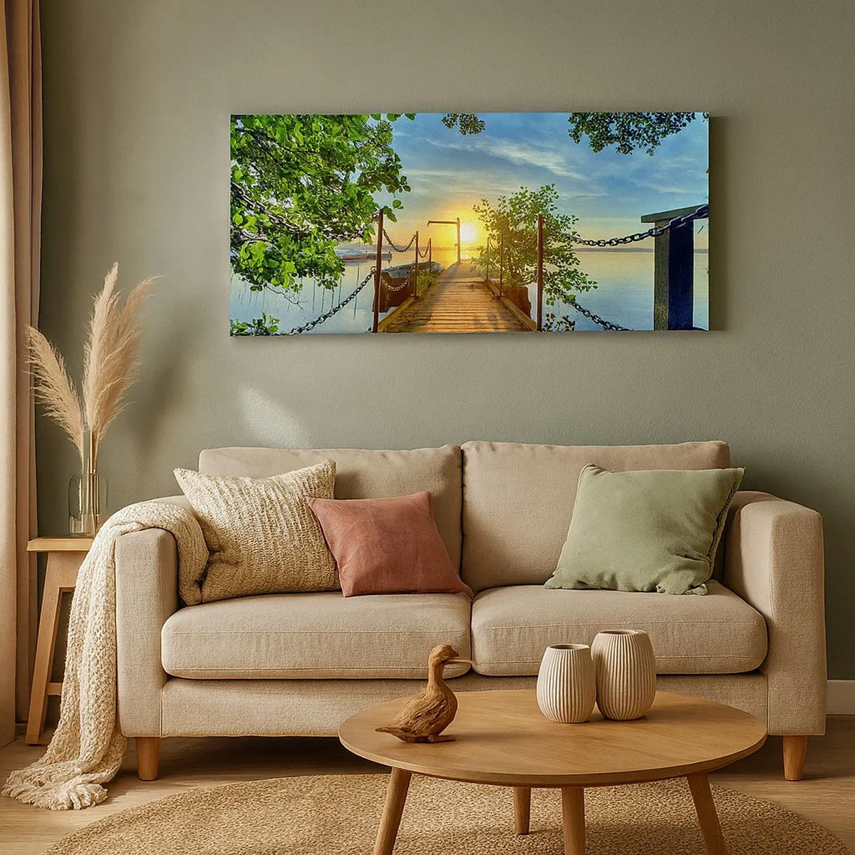 Bild auf Leinwand - Leinwandbild - Westen auf dem Wasser - 100x40 cm