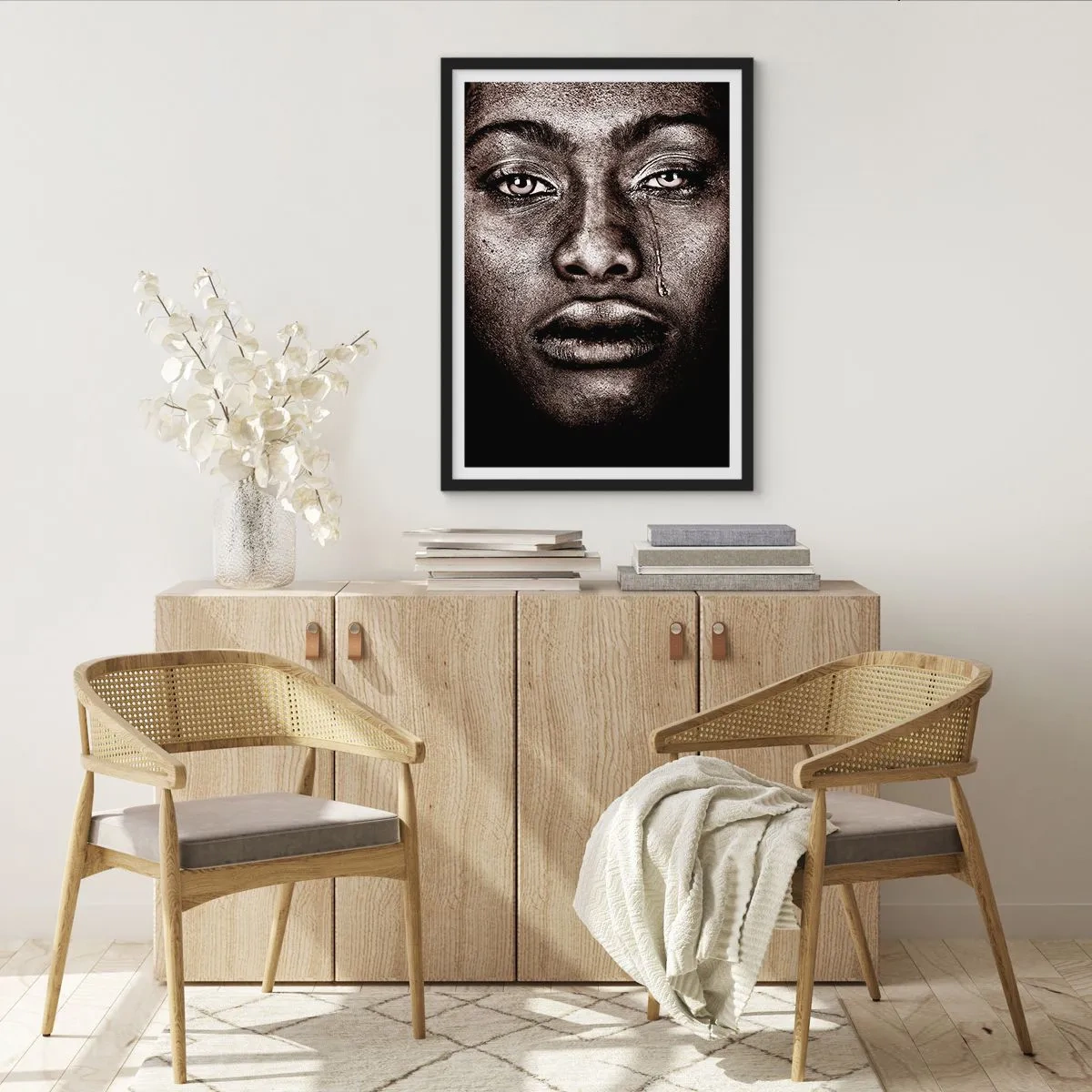 Poster in einem schwarzem Rahmen - Eine Träne - 40x50 cm