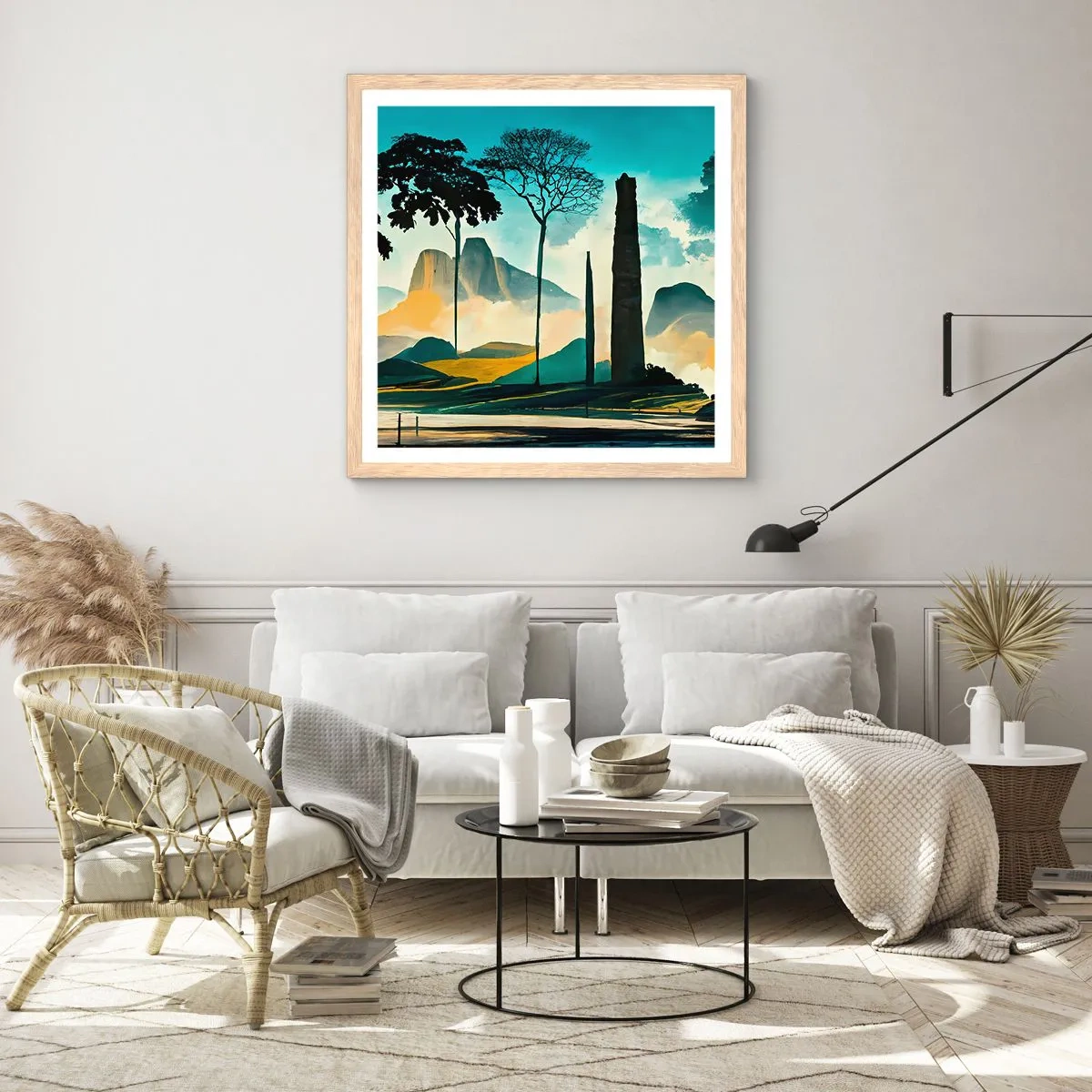 Poster in einem Rahmen aus heller Eiche - Immer höher und höher - 30x30 cm