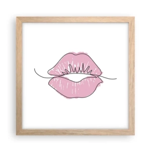 Poster in einem Rahmen aus heller Eiche - Bereit zum Küssen? - 30x30 cm