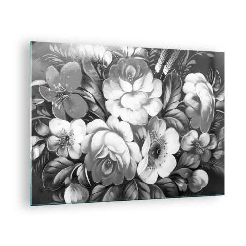 Glasbild - Bild auf glas - Ein eleganter Blumenstrauß in Grautönen - 70x50cm - Schön auch in Grau - Moderne Wanddekoration für Wohnzimmer und Schlafzimmer ARTTOR