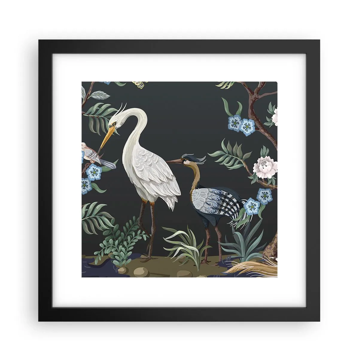 Poster in einem schwarzem Rahmen - Vogelparade - 30x30 cm