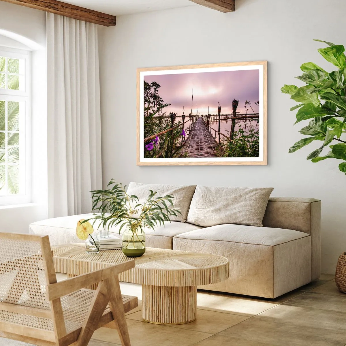 Poster in einem Rahmen aus heller Eiche - Frieden und Ruhe Asiens - 70x50 cm