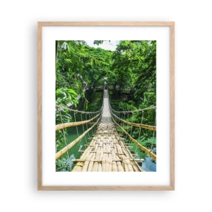 Poster in einem Rahmen aus heller Eiche - Monkey Bridge über das Grün - 40x50 cm