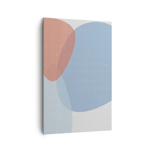 Bild auf Leinwand - Leinwandbild - Eine abstrakte Komposition in Pastelltönen von Blau und Rosa mit organischen Formen. - 80x120cm - Pastellbeziehungen - Moderne Wanddekoration für Wohnzimmer und Schlafzimmer ARTTOR