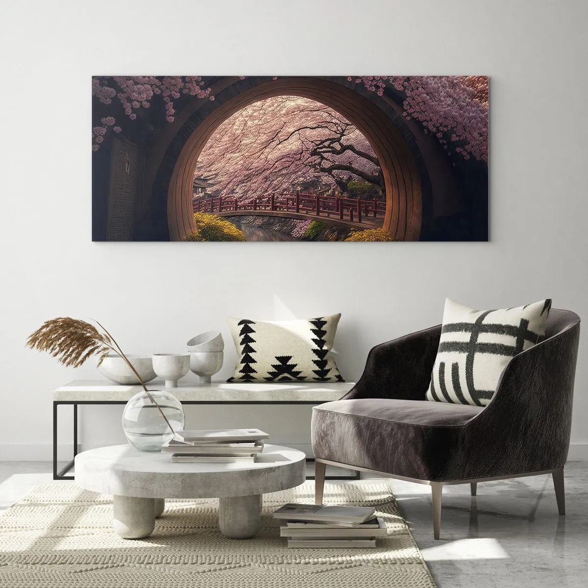 Glasbild - Bild auf glas - Japanischer Frühling - 90x30 cm