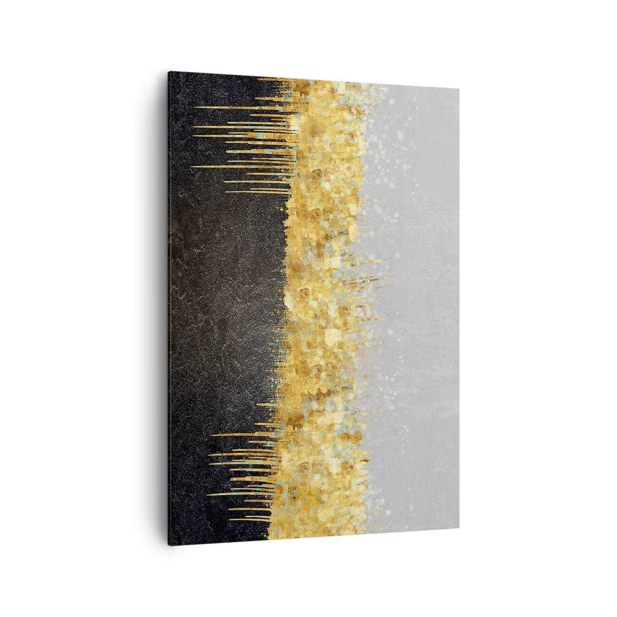 Bild auf Leinwand - Leinwandbild - Abstrakte Komposition in Gold- und Schwarztönen - 70x100cm - Nach innen und nach oben - Moderne Wanddekoration für Wohnzimmer und Schlafzimmer ARTTOR