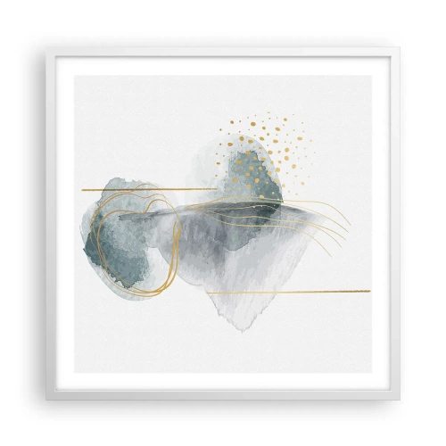 Poster in einem weißen Rahmen - Über das Verhältnis von Grau und Gold - 60x60 cm