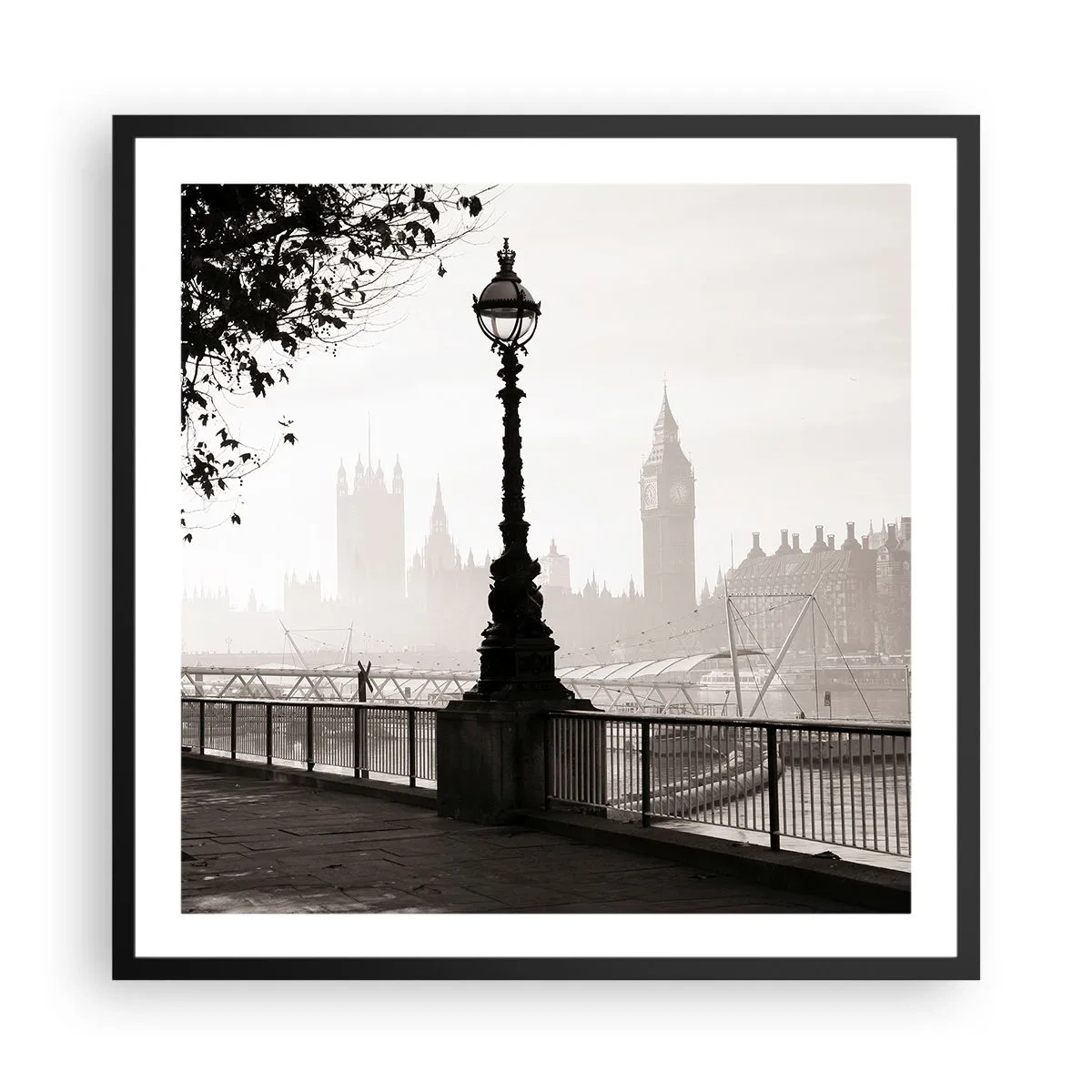 Poster in einem schwarzem Rahmen - Londoner Morgen - 60x60 cm