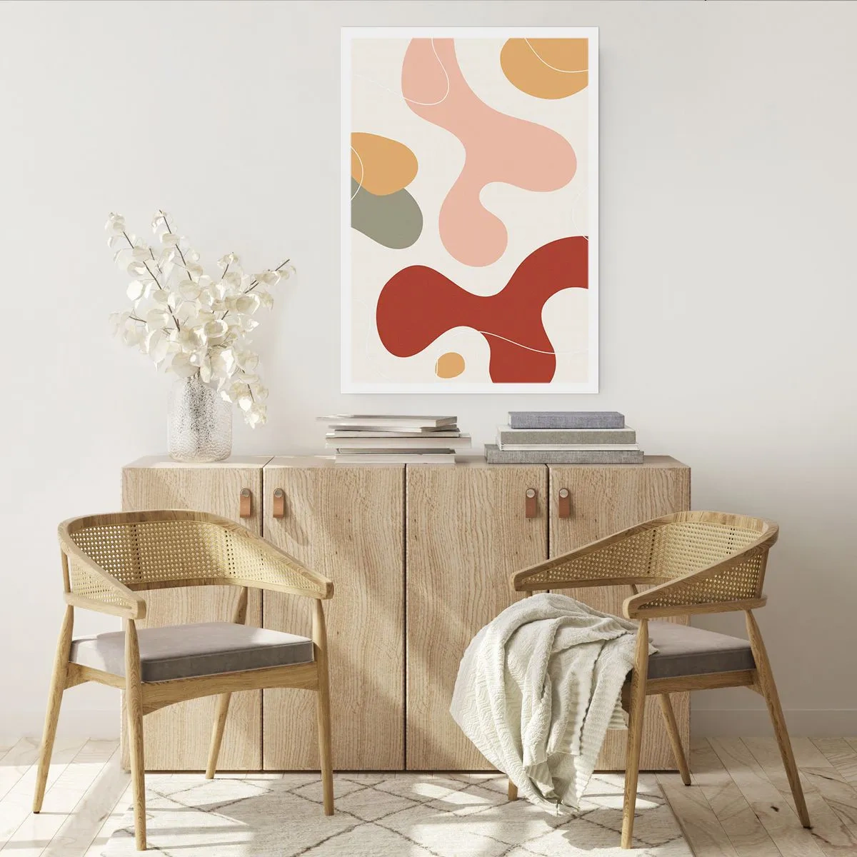 Poster - Eine abstrakte Komposition in warmen Pastelltönen. - 50x70cm - Kringel oder Schnörkel? - Moderne Wanddekoration für Wohnzimmer und Schlafzimmer ARTTOR