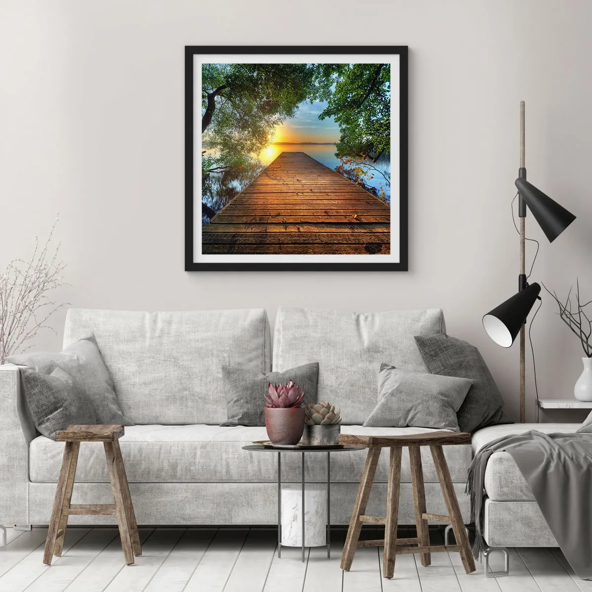 Poster in einem schwarzem Rahmen - Nimm dir Zeit, setz dich hin - 30x30 cm