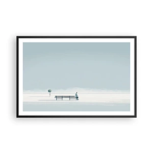 Poster in einem schwarzem Rahmen - Ja, ich warte. - 91x61 cm