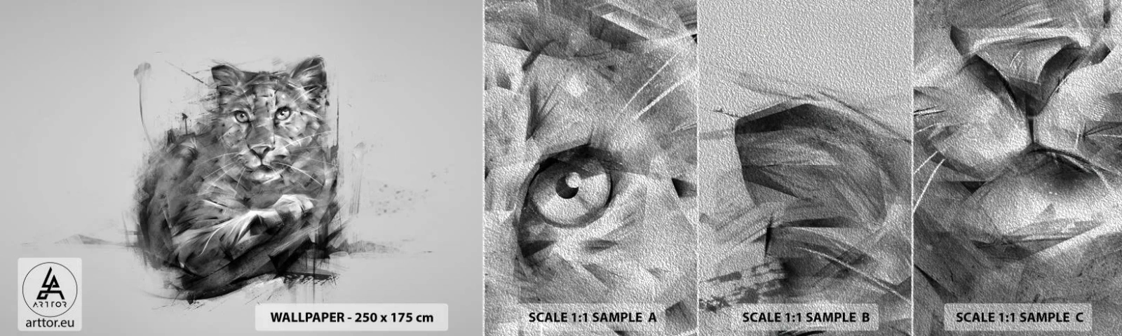 Fototapeten Muster Premium Sand - Ja, ich höre aufmerksam zu - Panther, Tiere, Wilde Katze - 100x30 cm