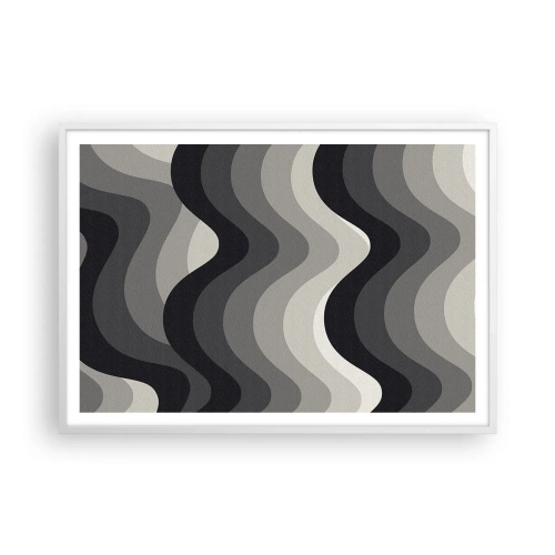 Poster in einem weißen Rahmen - Eine Welle nach der anderen - 100x70 cm