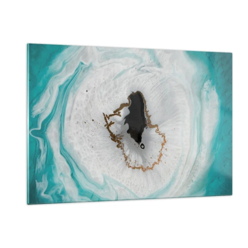 Glasbild - Bild auf glas - Eine abstrakte Form, die einem Querschnitt eines Minerals ähnelt - 120x80cm - Nach Innen eindringen - Moderne Wanddekoration für Wohnzimmer und Schlafzimmer ARTTOR
