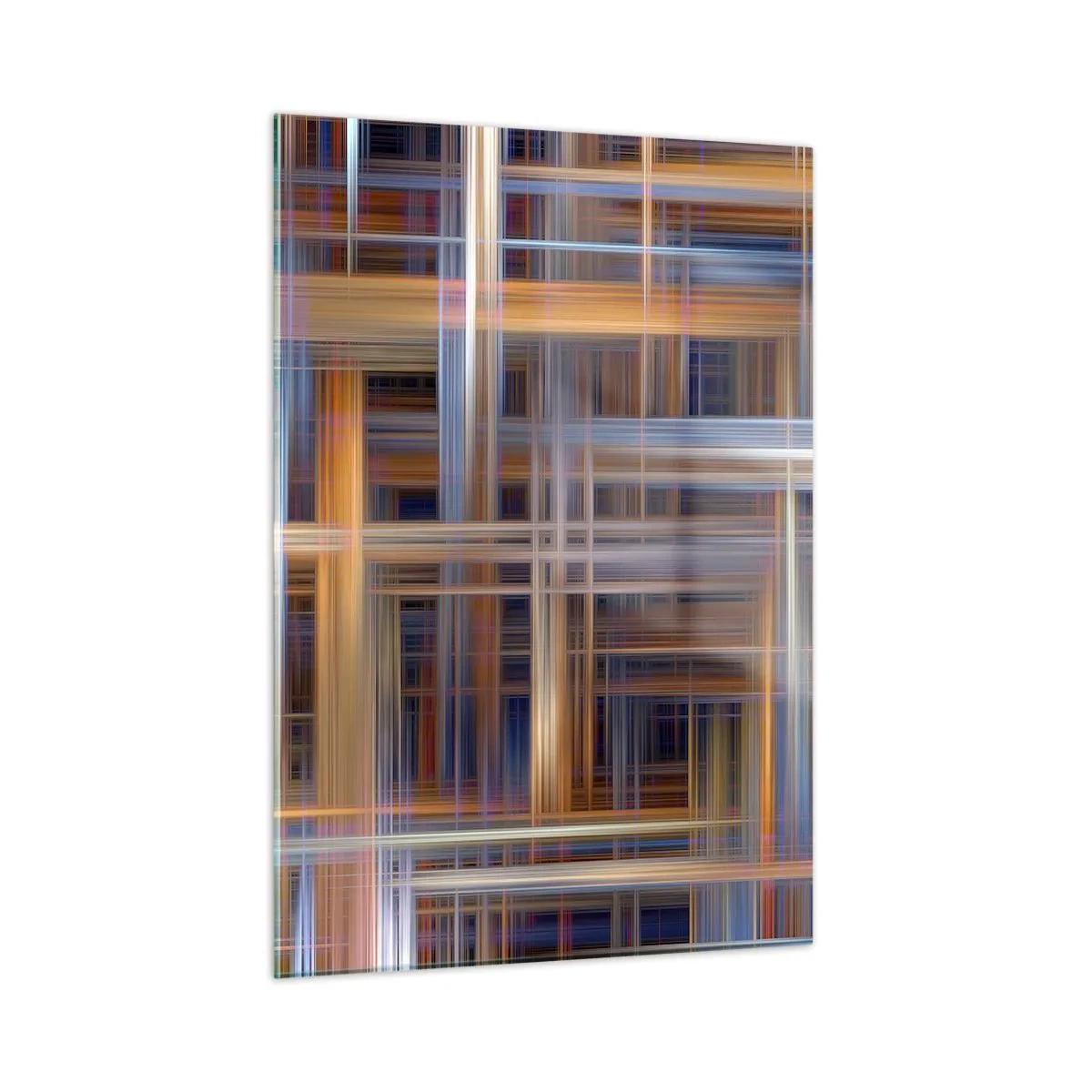 Glasbild - Bild auf glas - Geometrisches Muster aus Linien und Farben im abstrakten Stil - 50x70cm - Aus Licht gewebt - Moderne Wanddekoration für Wohnzimmer und Schlafzimmer ARTTOR