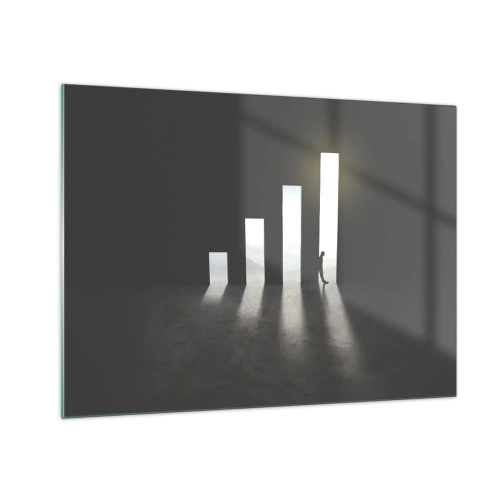 Glasbild - Bild auf glas - Der Mensch im Licht des Wachstums symbolisiert Entwicklung - 70x50cm - Erfolg – 