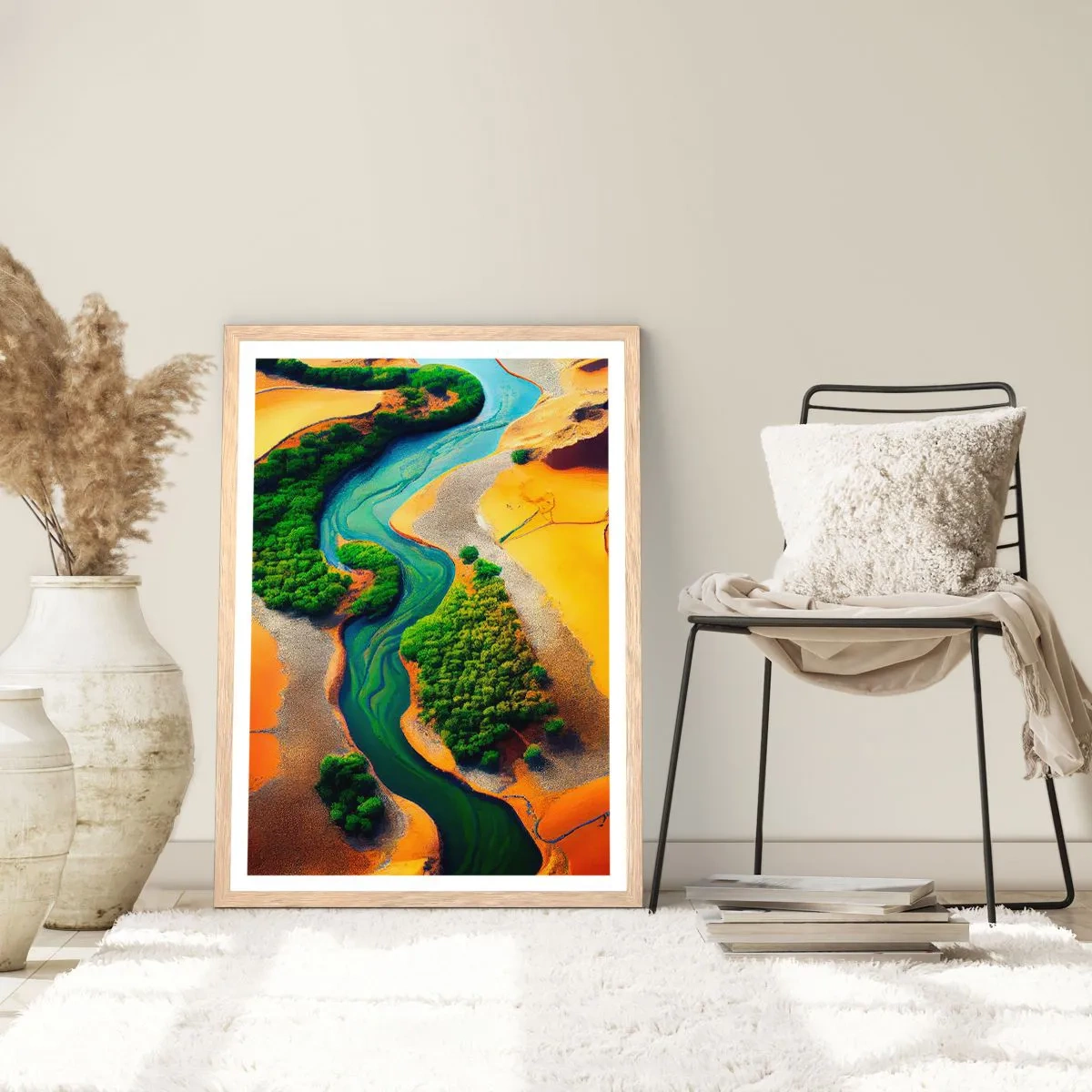 Poster in einem Rahmen aus heller Eiche - Lebensspendender Fluss - 50x70 cm